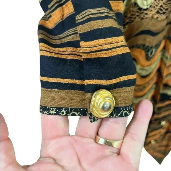 True vintage :Positive Attitude chevron Brown and Tan Knee-Length Sheath Dress-L - Picture 4 of 12